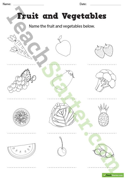 Naming Fruit And Vegetables Worksheet Teaching Resource â Teach